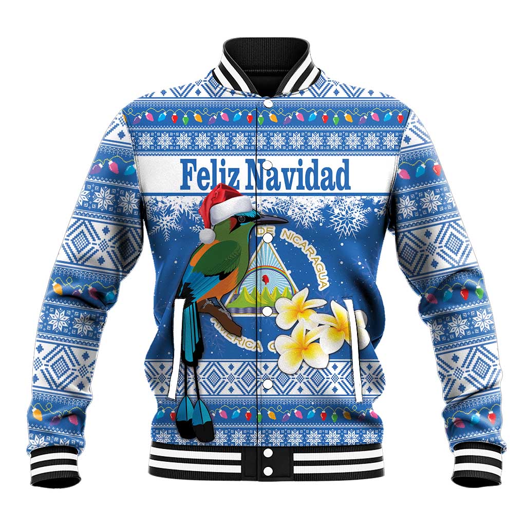 Personalized Nicaragua Christmas Baseball Jacket Turquoise-Browed Motmot With Coat Of Arms - Wonder Print Shop