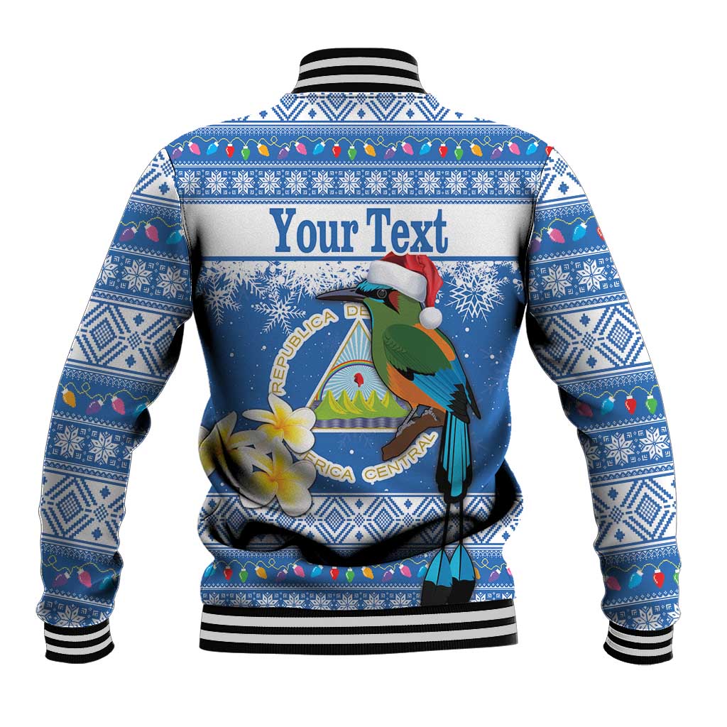 Personalized Nicaragua Christmas Baseball Jacket Turquoise-Browed Motmot With Coat Of Arms - Wonder Print Shop