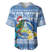 Personalized Nicaragua Christmas Baseball Jersey Turquoise-Browed Motmot With Coat Of Arms - Wonder Print Shop