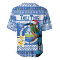Personalized Nicaragua Christmas Baseball Jersey Turquoise-Browed Motmot With Coat Of Arms - Wonder Print Shop