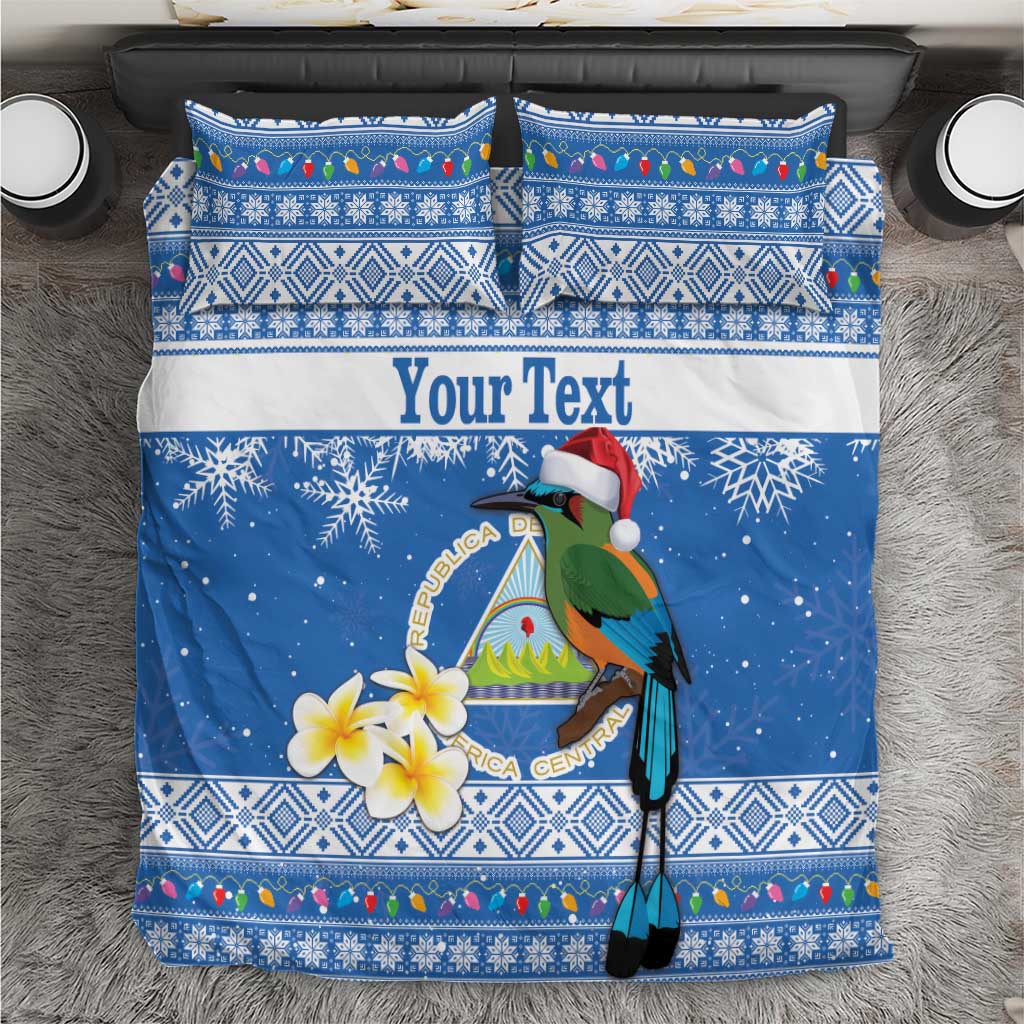 Personalized Nicaragua Christmas Bedding Set Turquoise-Browed Motmot With Coat Of Arms - Wonder Print Shop