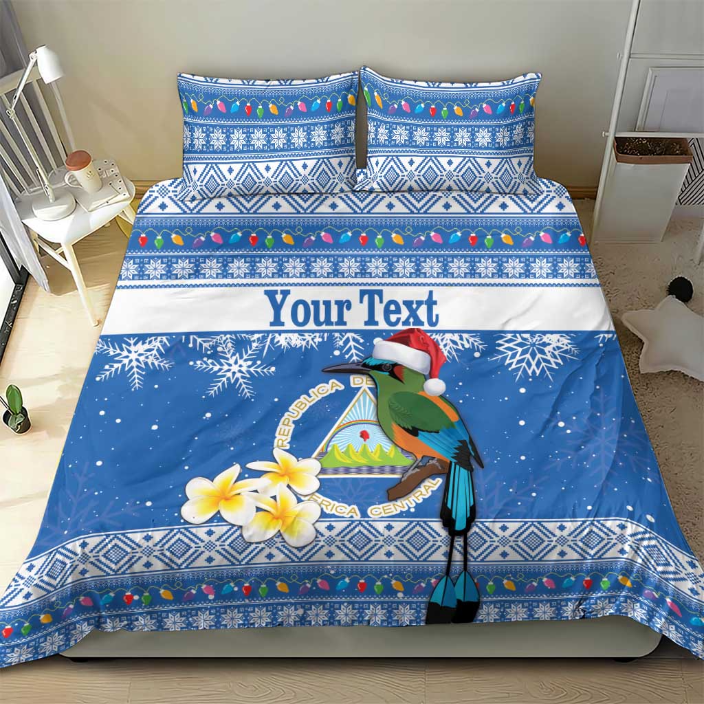 Personalized Nicaragua Christmas Bedding Set Turquoise-Browed Motmot With Coat Of Arms - Wonder Print Shop
