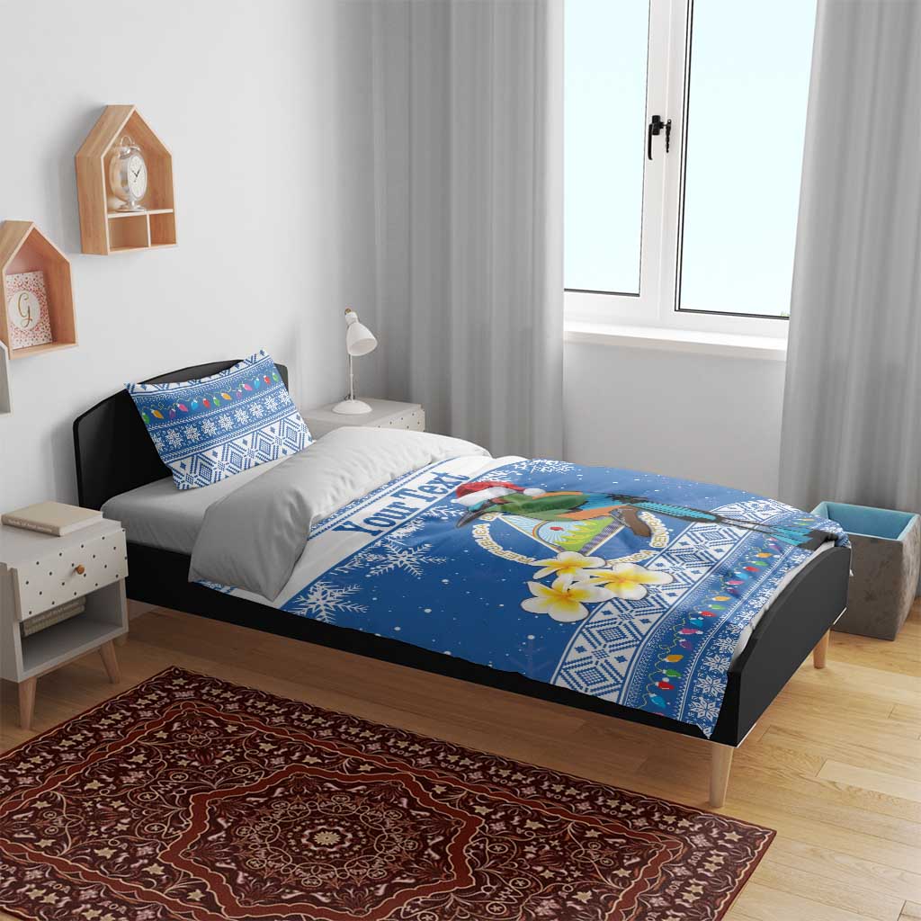 Personalized Nicaragua Christmas Bedding Set Turquoise-Browed Motmot With Coat Of Arms - Wonder Print Shop