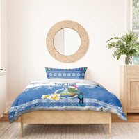 Personalized Nicaragua Christmas Bedding Set Turquoise-Browed Motmot With Coat Of Arms - Wonder Print Shop