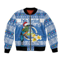 Personalized Nicaragua Christmas Bomber Jacket Turquoise-Browed Motmot With Coat Of Arms - Wonder Print Shop