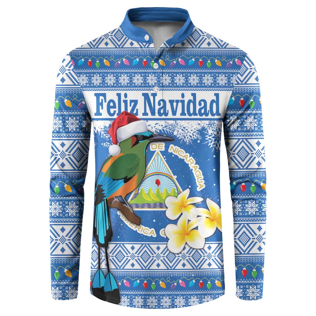 Personalized Nicaragua Christmas Button Sweatshirt Turquoise-Browed Motmot With Coat Of Arms - Wonder Print Shop