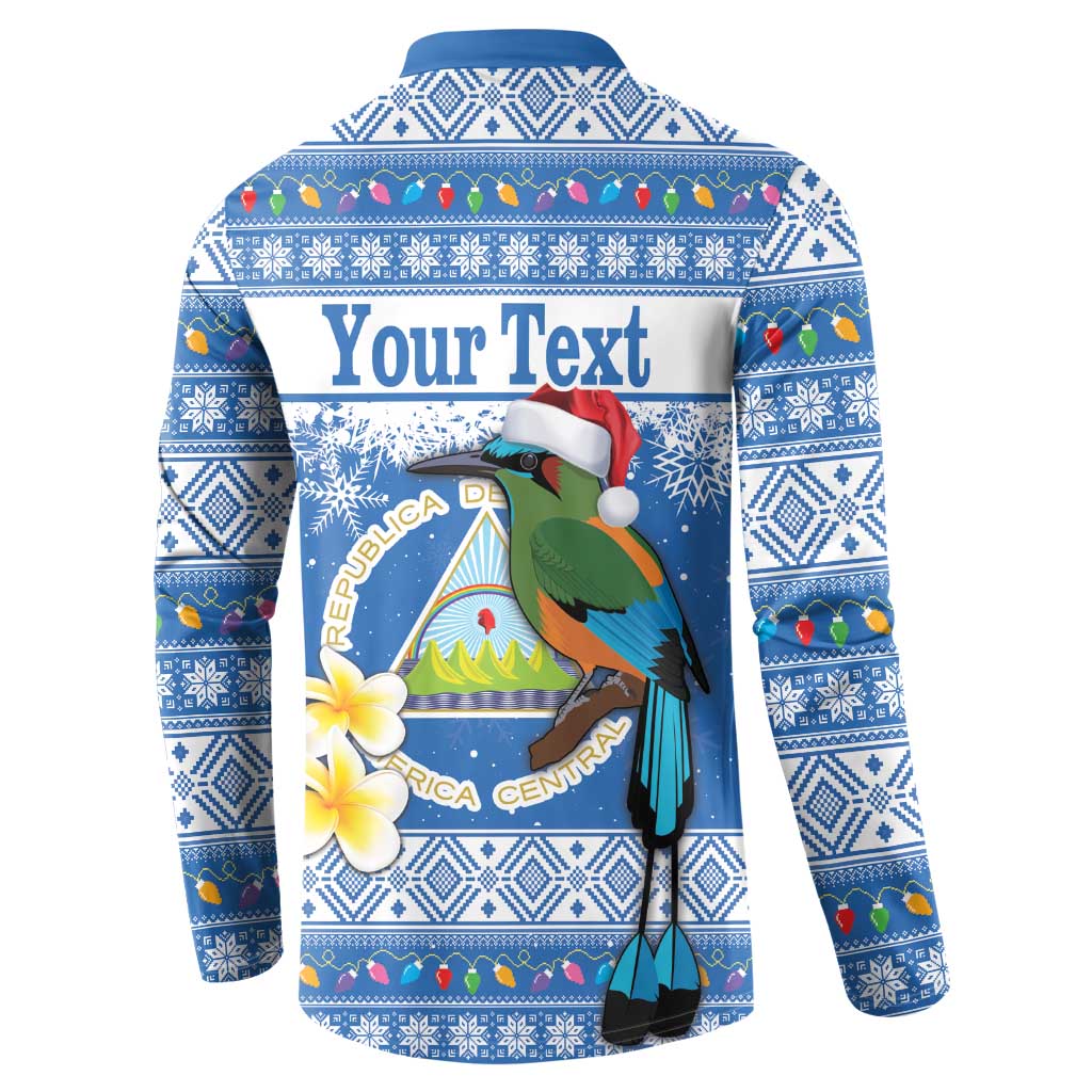 Personalized Nicaragua Christmas Button Sweatshirt Turquoise-Browed Motmot With Coat Of Arms - Wonder Print Shop