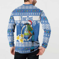 Personalized Nicaragua Christmas Button Sweatshirt Turquoise-Browed Motmot With Coat Of Arms - Wonder Print Shop