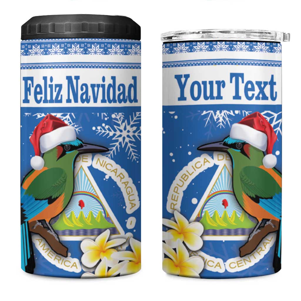 Personalized Nicaragua Christmas 4 in 1 Can Cooler Tumbler Turquoise-Browed Motmot With Coat Of Arms - Wonder Print Shop