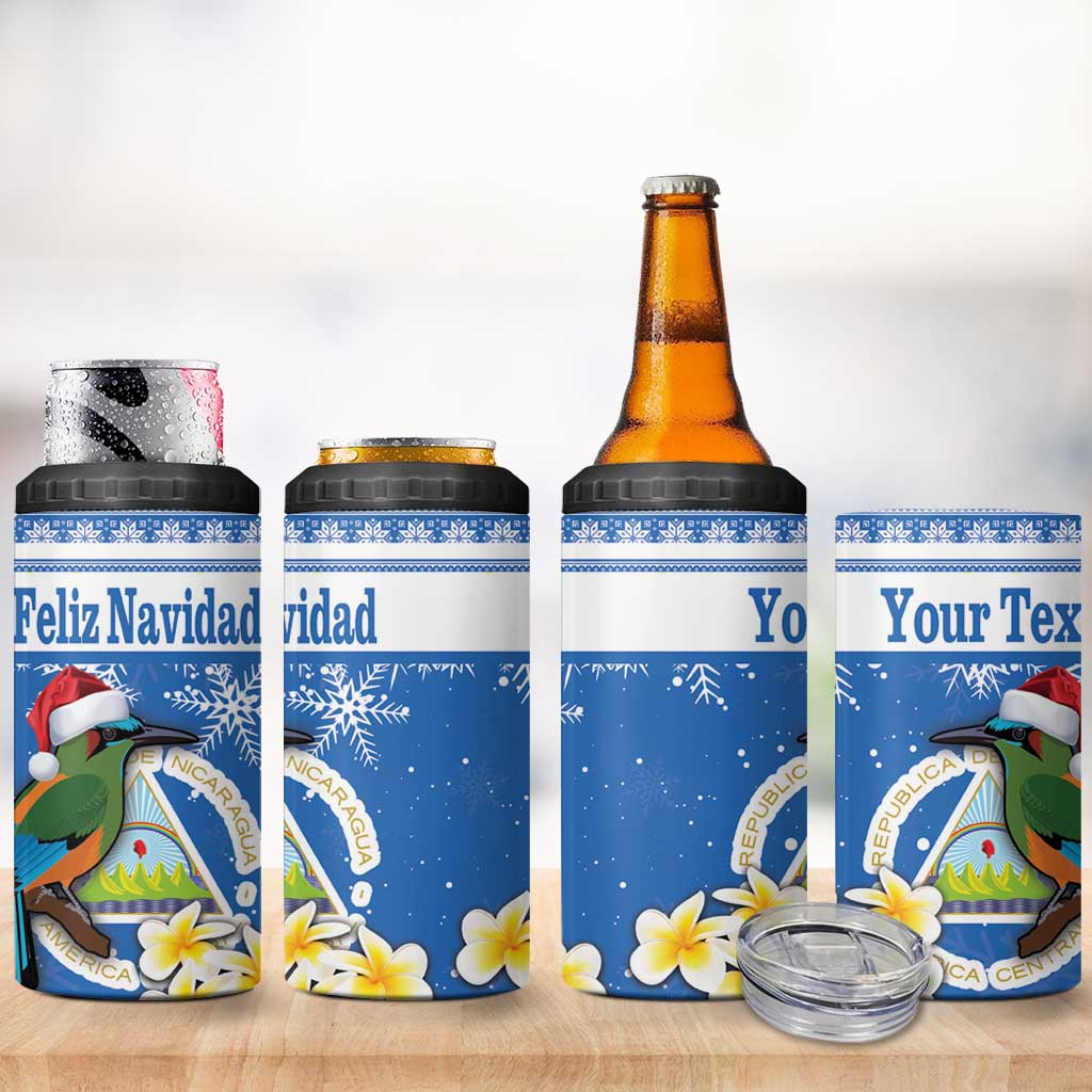 Personalized Nicaragua Christmas 4 in 1 Can Cooler Tumbler Turquoise-Browed Motmot With Coat Of Arms - Wonder Print Shop