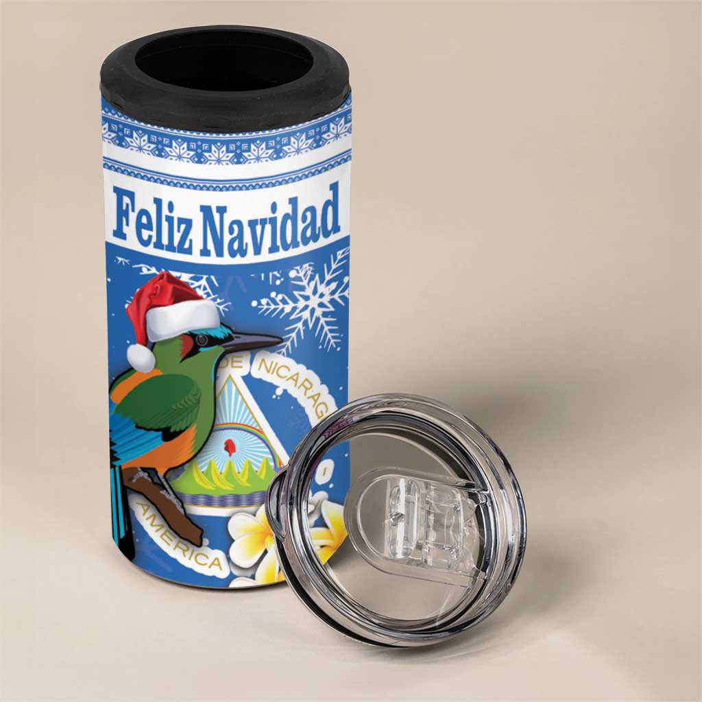 Personalized Nicaragua Christmas 4 in 1 Can Cooler Tumbler Turquoise-Browed Motmot With Coat Of Arms - Wonder Print Shop