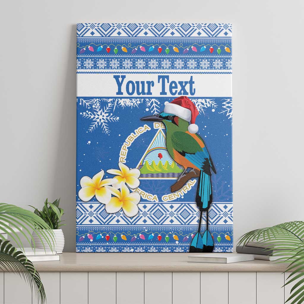 Personalized Nicaragua Christmas Canvas Wall Art Turquoise-Browed Motmot With Coat Of Arms - Wonder Print Shop