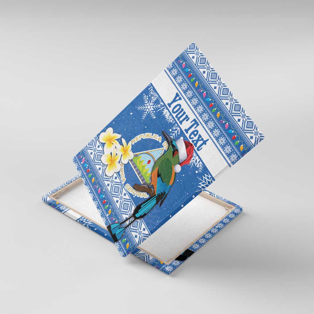 Personalized Nicaragua Christmas Canvas Wall Art Turquoise-Browed Motmot With Coat Of Arms - Wonder Print Shop