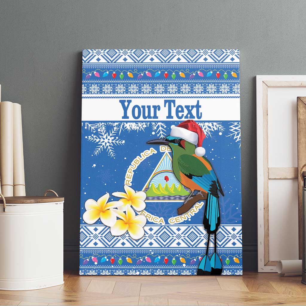 Personalized Nicaragua Christmas Canvas Wall Art Turquoise-Browed Motmot With Coat Of Arms - Wonder Print Shop