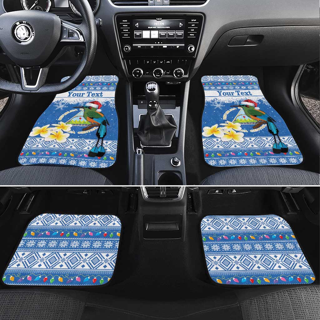 Personalized Nicaragua Christmas Car Mats Turquoise-Browed Motmot With Coat Of Arms - Wonder Print Shop