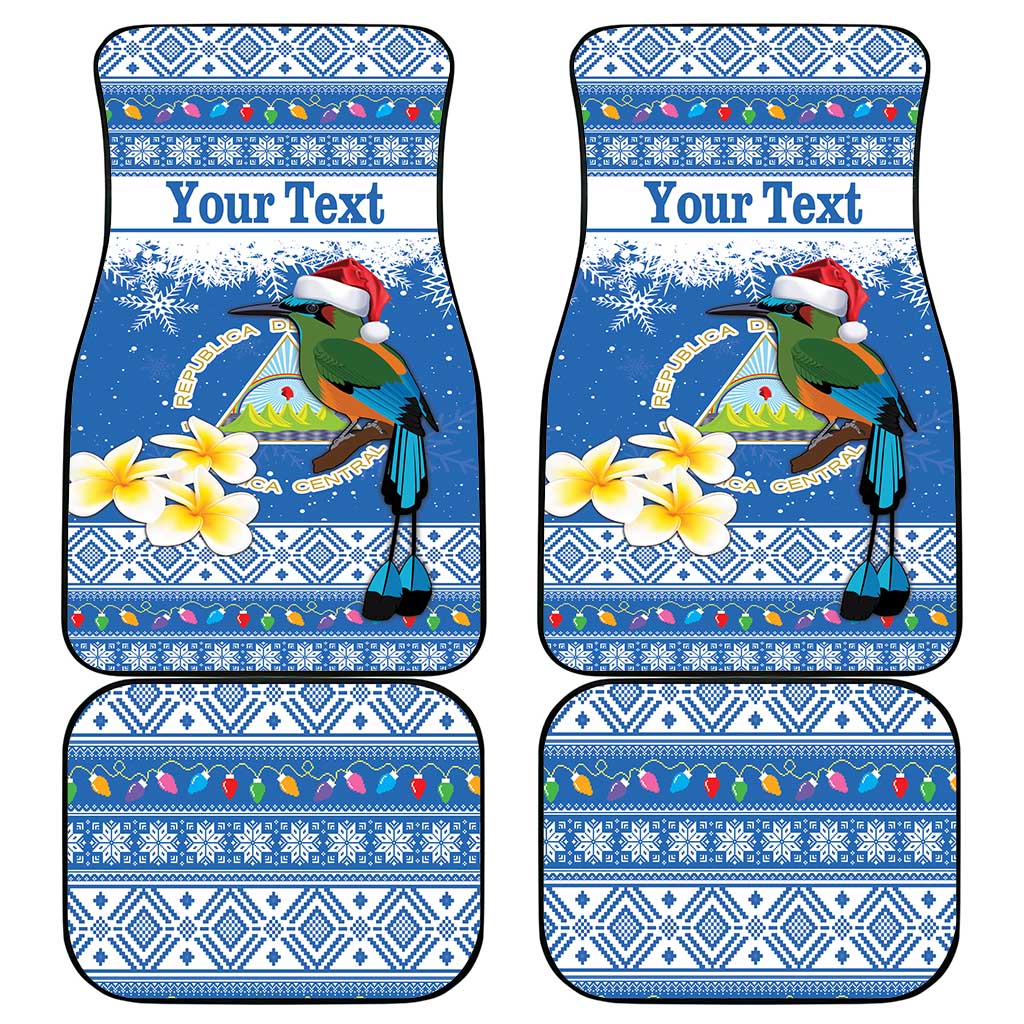 Personalized Nicaragua Christmas Car Mats Turquoise-Browed Motmot With Coat Of Arms - Wonder Print Shop