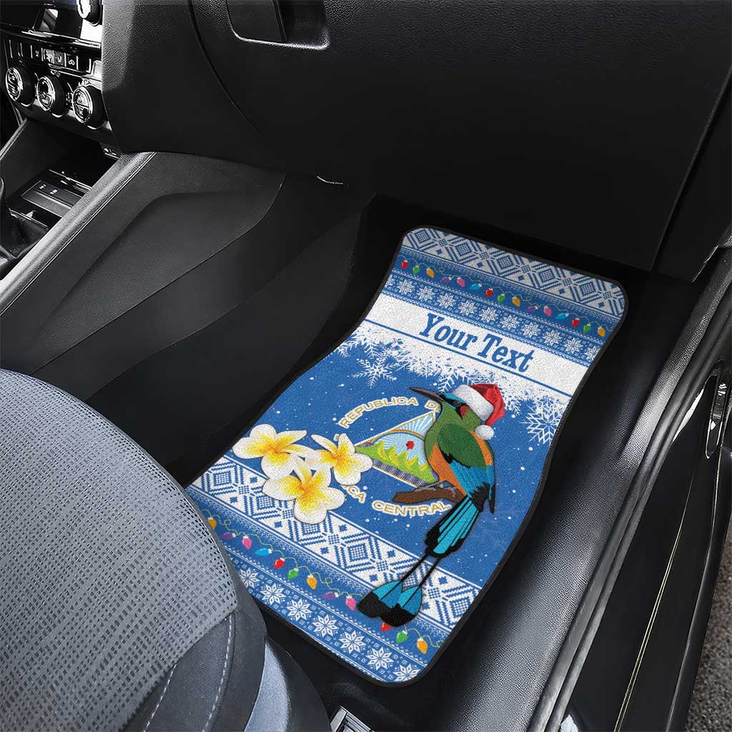 Personalized Nicaragua Christmas Car Mats Turquoise-Browed Motmot With Coat Of Arms - Wonder Print Shop