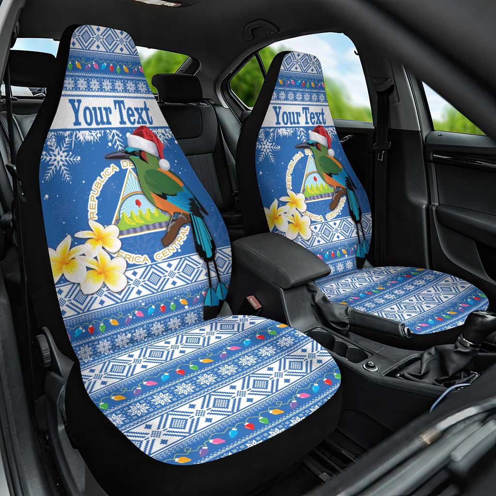 Personalized Nicaragua Christmas Car Seat Cover Turquoise-Browed Motmot With Coat Of Arms - Wonder Print Shop