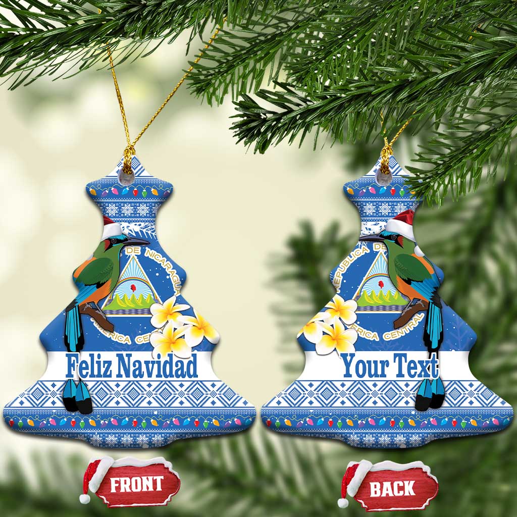 Personalized Nicaragua Christmas Ceramic Ornament Turquoise-Browed Motmot With Coat Of Arms - Wonder Print Shop