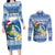 Personalized Nicaragua Christmas Couples Matching Long Sleeve Bodycon Dress and Long Sleeve Button Shirt Turquoise-Browed Motmot With Coat Of Arms - Wonder Print Shop