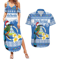 Personalized Nicaragua Christmas Couples Matching Summer Maxi Dress and Hawaiian Shirt Turquoise-Browed Motmot With Coat Of Arms - Wonder Print Shop