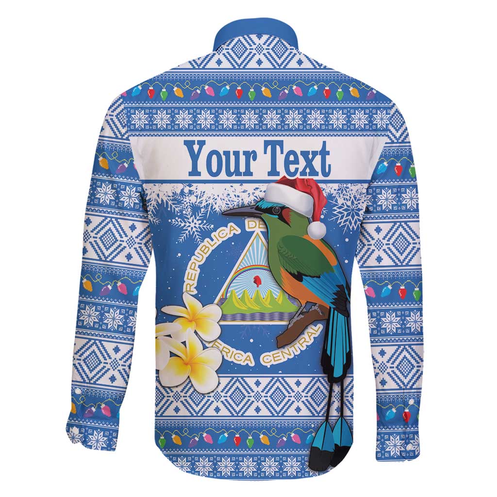 Personalized Nicaragua Christmas Family Matching Long Sleeve Bodycon Dress and Hawaiian Shirt Turquoise-Browed Motmot With Coat Of Arms - Wonder Print Shop