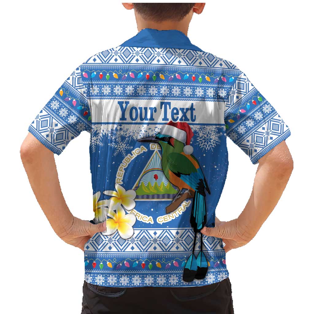 Personalized Nicaragua Christmas Family Matching Mermaid Dress and Hawaiian Shirt Turquoise-Browed Motmot With Coat Of Arms - Wonder Print Shop