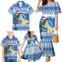 Personalized Nicaragua Christmas Family Matching Mermaid Dress and Hawaiian Shirt Turquoise-Browed Motmot With Coat Of Arms - Wonder Print Shop