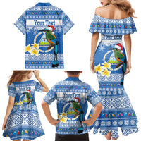 Personalized Nicaragua Christmas Family Matching Mermaid Dress and Hawaiian Shirt Turquoise-Browed Motmot With Coat Of Arms - Wonder Print Shop