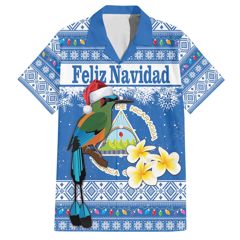 Personalized Nicaragua Christmas Family Matching Off Shoulder Short Dress and Hawaiian Shirt Turquoise-Browed Motmot With Coat Of Arms - Wonder Print Shop