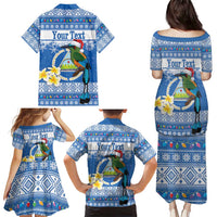 Personalized Nicaragua Christmas Family Matching Puletasi and Hawaiian Shirt Turquoise-Browed Motmot With Coat Of Arms - Wonder Print Shop