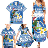 Personalized Nicaragua Christmas Family Matching Summer Maxi Dress and Hawaiian Shirt Turquoise-Browed Motmot With Coat Of Arms - Wonder Print Shop