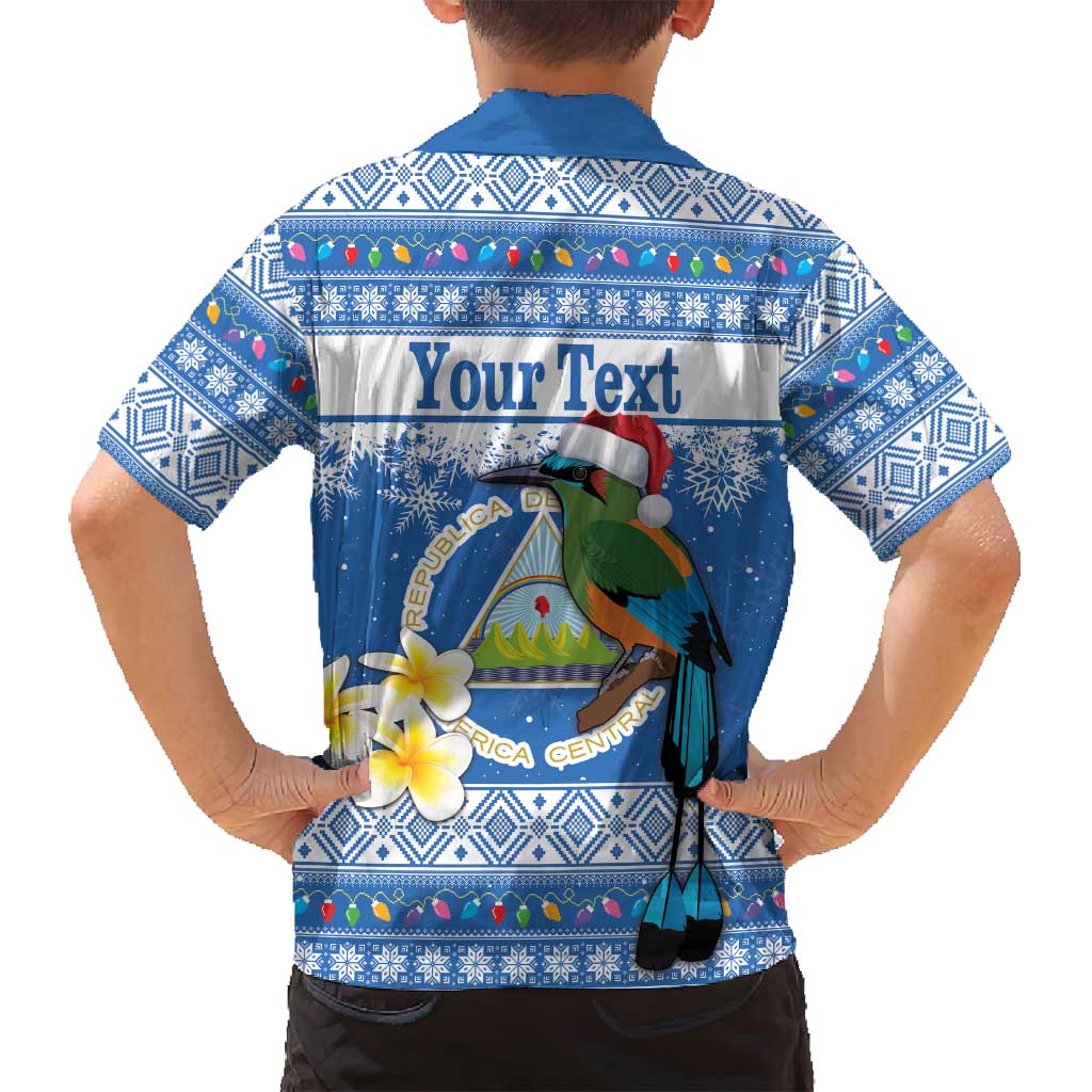 Personalized Nicaragua Christmas Family Matching Tank Maxi Dress and Hawaiian Shirt Turquoise-Browed Motmot With Coat Of Arms - Wonder Print Shop