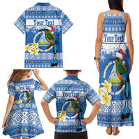 Personalized Nicaragua Christmas Family Matching Tank Maxi Dress and Hawaiian Shirt Turquoise-Browed Motmot With Coat Of Arms - Wonder Print Shop