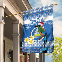 Personalized Nicaragua Christmas Garden Flag Turquoise-Browed Motmot With Coat Of Arms - Wonder Print Shop