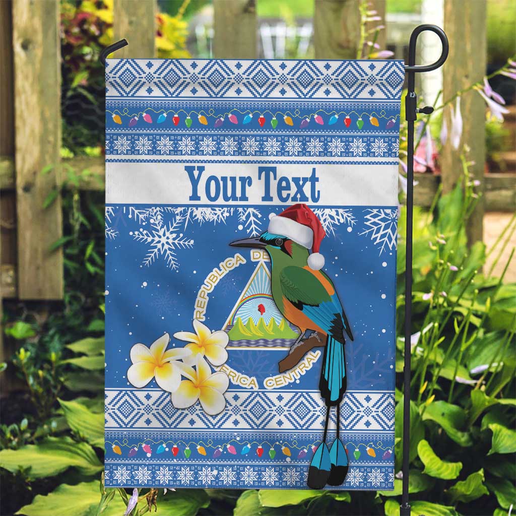 Personalized Nicaragua Christmas Garden Flag Turquoise-Browed Motmot With Coat Of Arms - Wonder Print Shop
