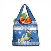 Personalized Nicaragua Christmas Grocery Bag Turquoise-Browed Motmot With Coat Of Arms