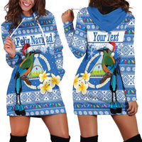 Personalized Nicaragua Christmas Hoodie Dress Turquoise-Browed Motmot With Coat Of Arms - Wonder Print Shop
