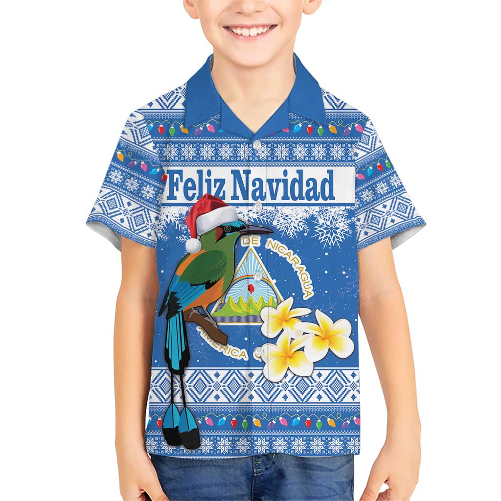 Personalized Nicaragua Christmas Kid Hawaiian Shirt Turquoise-Browed Motmot With Coat Of Arms - Wonder Print Shop