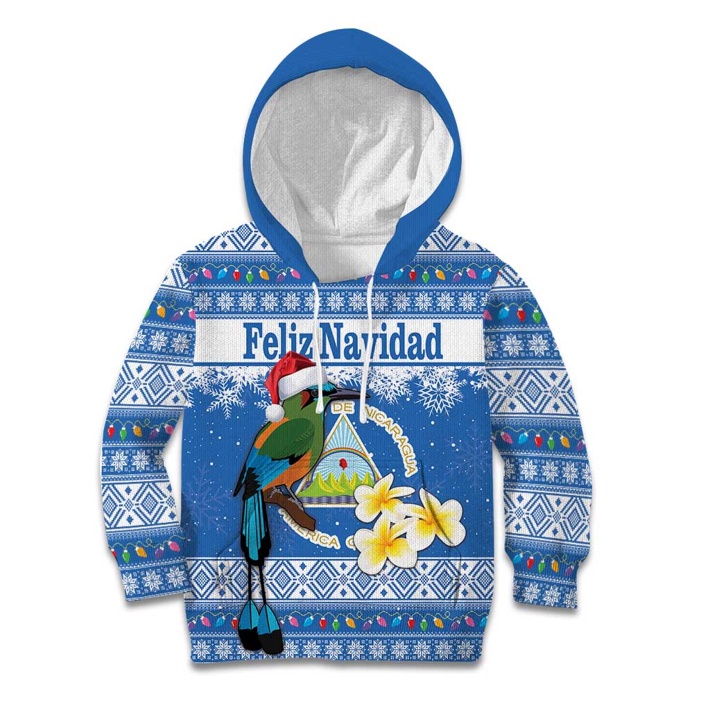 Personalized Nicaragua Christmas Kid Hoodie Turquoise-Browed Motmot With Coat Of Arms - Wonder Print Shop