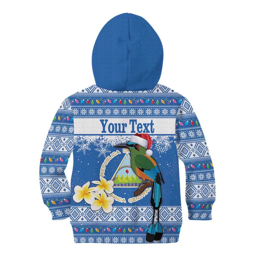 Personalized Nicaragua Christmas Kid Hoodie Turquoise-Browed Motmot With Coat Of Arms - Wonder Print Shop
