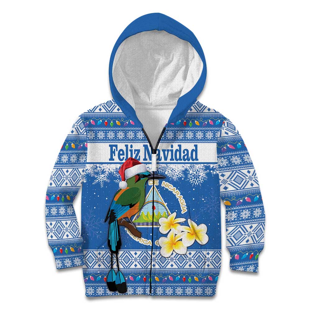 Personalized Nicaragua Christmas Kid Hoodie Turquoise-Browed Motmot With Coat Of Arms - Wonder Print Shop