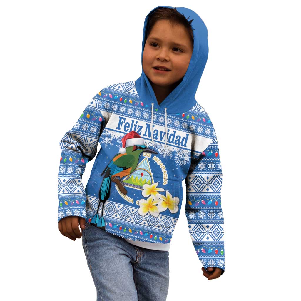 Personalized Nicaragua Christmas Kid Hoodie Turquoise-Browed Motmot With Coat Of Arms - Wonder Print Shop