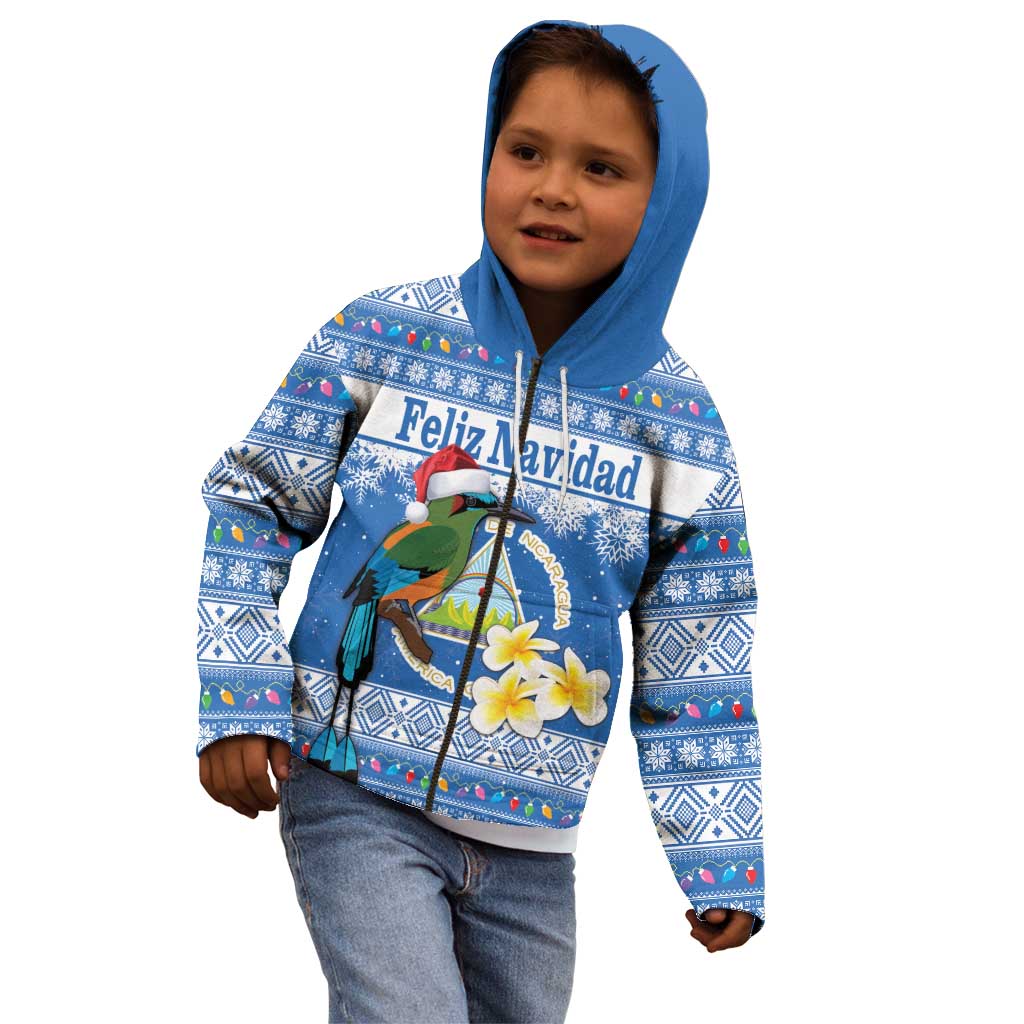 Personalized Nicaragua Christmas Kid Hoodie Turquoise-Browed Motmot With Coat Of Arms - Wonder Print Shop
