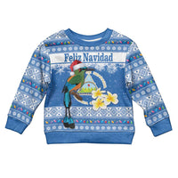 Personalized Nicaragua Christmas Kid Ugly Christmas Sweater Turquoise-Browed Motmot With Coat Of Arms - Wonder Print Shop