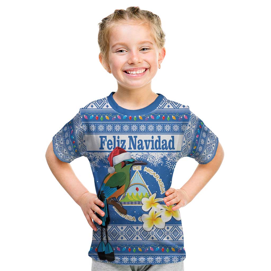 Personalized Nicaragua Christmas Kid T Shirt Turquoise-Browed Motmot With Coat Of Arms - Wonder Print Shop
