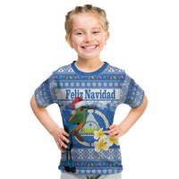 Personalized Nicaragua Christmas Kid T Shirt Turquoise-Browed Motmot With Coat Of Arms - Wonder Print Shop