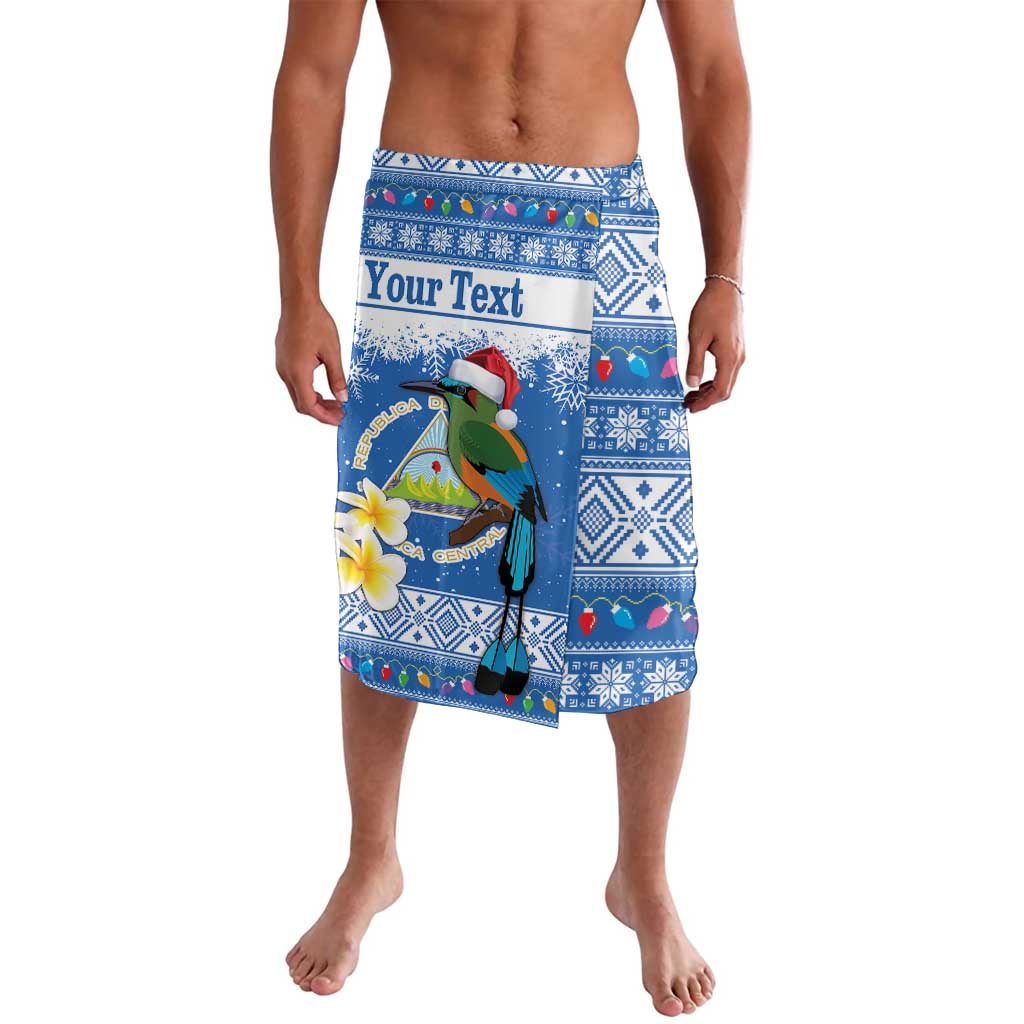 Personalized Nicaragua Christmas Lavalava Turquoise-Browed Motmot With Coat Of Arms - Wonder Print Shop