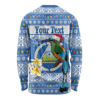 Personalized Nicaragua Christmas Long Sleeve Shirt Turquoise-Browed Motmot With Coat Of Arms - Wonder Print Shop