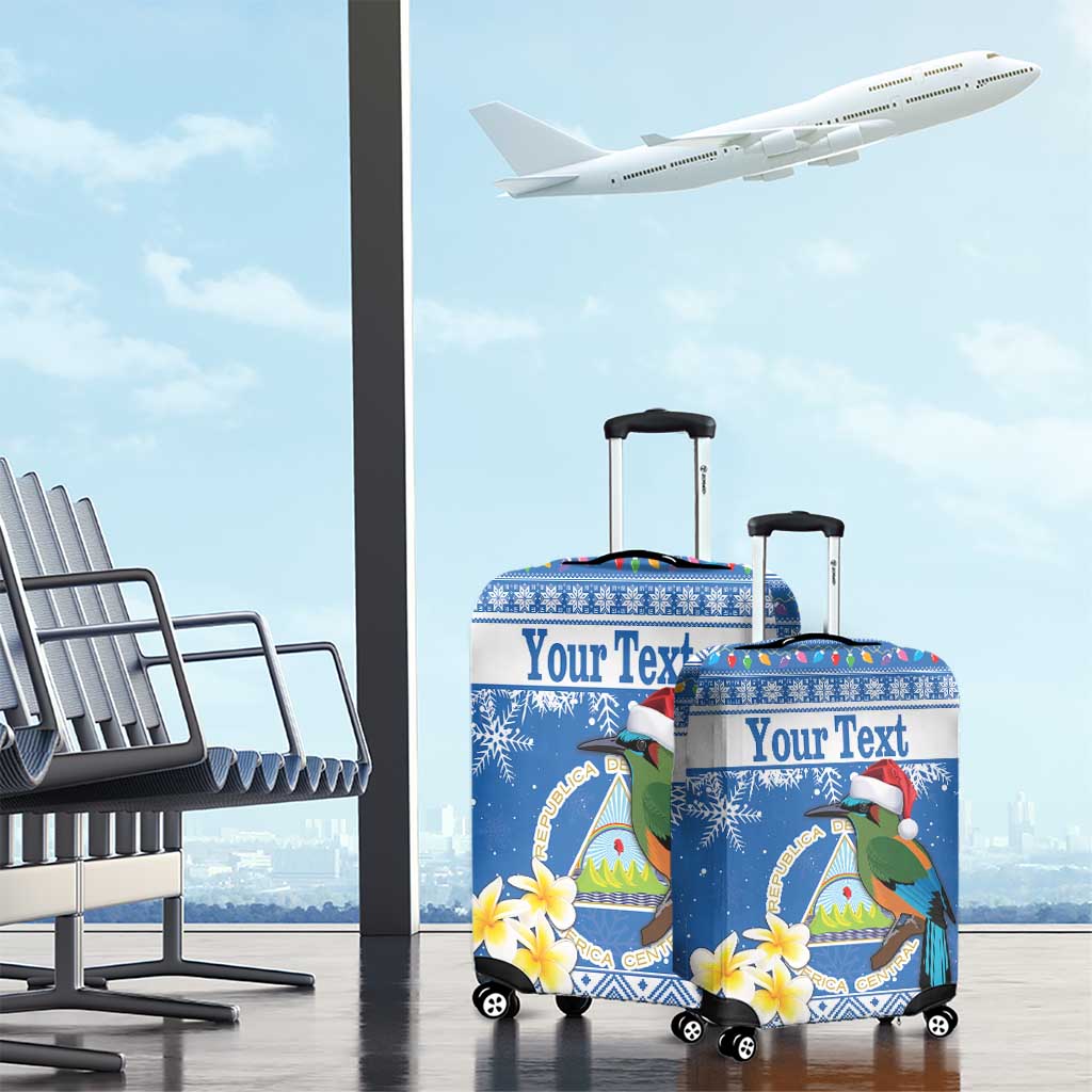 Personalized Nicaragua Christmas Luggage Cover Turquoise-Browed Motmot With Coat Of Arms - Wonder Print Shop